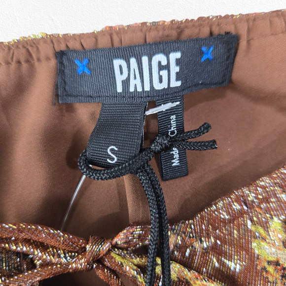 Paige Noah Metallic Silk Blend Bronze Romantic Mini Dress Size Small NWT $350 - Picture 5 of 13